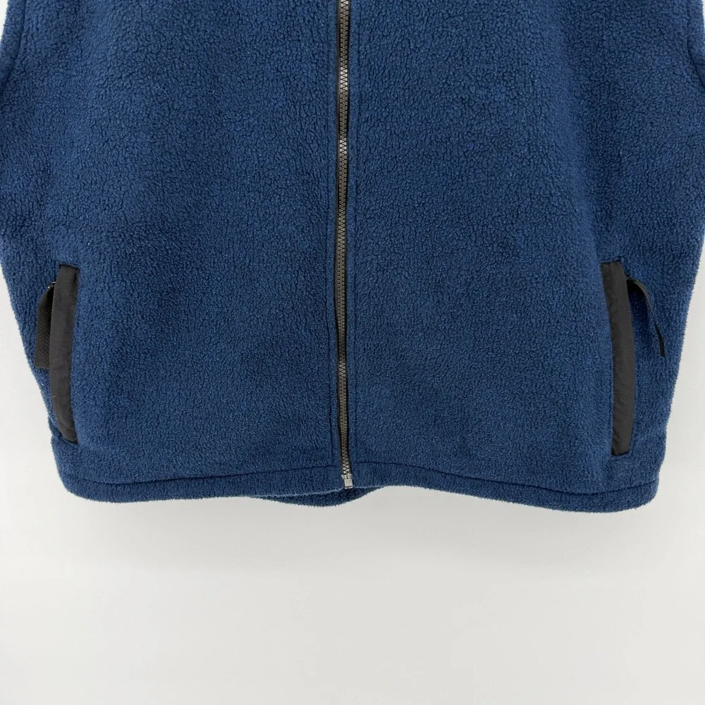 Jagged Edge Mountain Gear Fleece Vest Mens XXL Navy Blue Full Zip Geometric Trim
